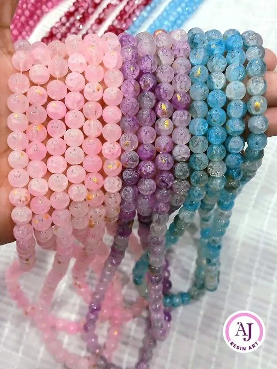 Golden Crackle Beads – 8mm Multicolor Glass Beads for Jewelry | Best ...