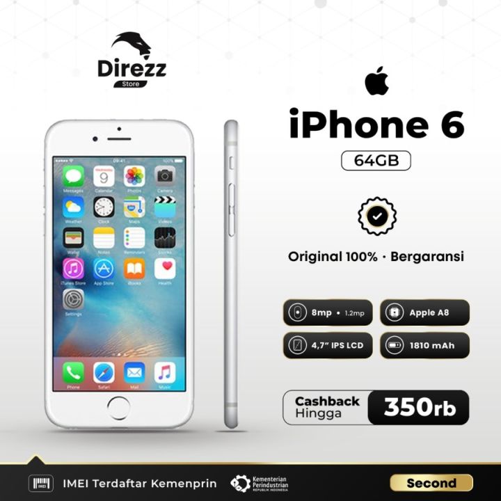 Genuine Stock - Iphone 6 - 64GB - Battery Health 90+ SIm not works - Good Condition with Free Charger - Jelly Iphone Cover - Handsfree - Iphone Mobile Non Pta