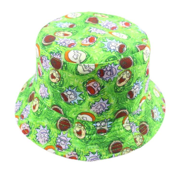 Winfox Summer Cartoon Printing Bucket Hat Cute Fisherman Hats For Women Mens Two Side Reversible Fishing Caps