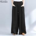 ZANZEA S-5XL Women High Waist Casual Wide Legs Oversize Harem Pants Trousers Plus Size. 