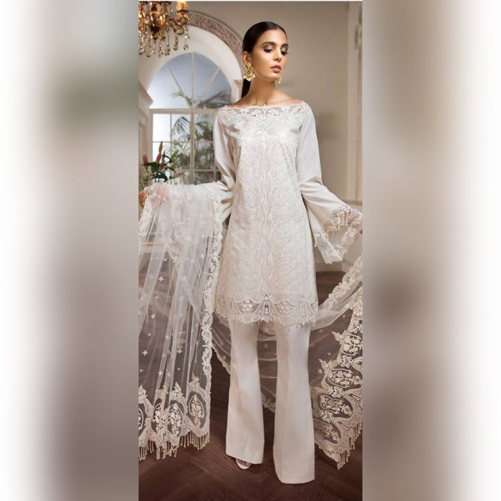 Full Lawn Suit With Net Dupatta