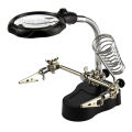 Imported Quality Welding Magnifying Glass 2 LED Auxiliary Clip Magnifier 3 In 1 Hand Soldering Solder Iron Stand Holder Station Soldering Helping Hand Soldering Stand Mobile Repairing Accessories TE 801. 