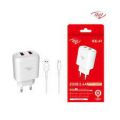 100% Original Itel ICE-41 Dual Port USB Wall Charger Fast Charging With 2 USB DC5.0V/2.4A MAX With Fast Charging Cable Micro USB / Itel Dual USB Mobile Fast Charger With Fast Charging Cable ICE-41 White. 