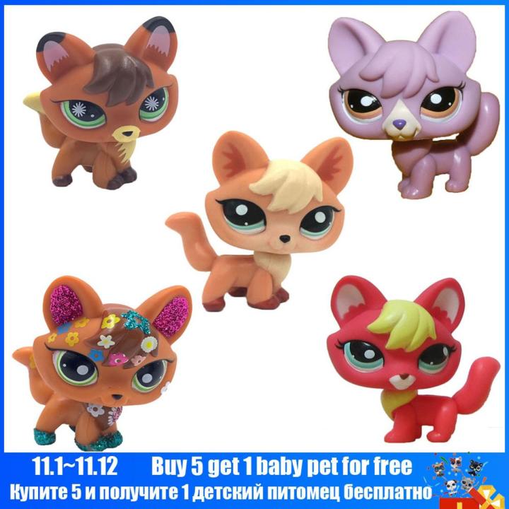 LPS CAT Rare Littlest pet shop toys bobble head brown FOX #807 #2341 #1812 old animal figure toy for girls collection