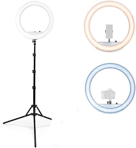 Lume Cube LED Ring Light for Videos, Selfies, Live Streaming |18” Circle Light with Stand, Phone Holder, and Camera Mount | Portable + 6.5 ft Tripod Stand and Travel Case  a218 tripoddd c