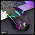 RGB Gaming Mouse With Mousepad - 7 Light Breathing Colours In Mouse & Red Medium Size Mouse Pad All Sides Stitched - USB Wired Gaming Mouse For PC & Laptop - No Side Button - Black. 