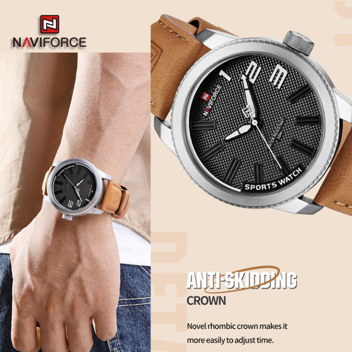 Naviforce NF9202 - S.W.L.BN Stylish & Trendy New Fashionable Leather Strap Wrist Watch For Men / Watch For Boys / Boys Watches / Watches For Boys