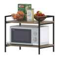 Wood & Metal Microwave Stand | Kitchen Storage Shelf | Microwave, Oven, Seasoning Dish Rack | Kitchen Organizer & Shelf (Asian Walnut & Black). 
