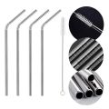 Techmanistan Pack of 4 - Stainless Steel Reusable Drinking Straws With Cleaning Brush. 