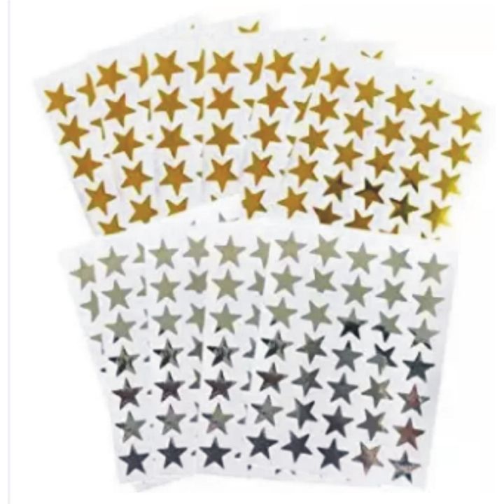 Pack of 20 Sheets - 1080 Stars - Star Stickers - Golden & Silver