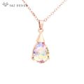 S&Z DESIGN New Fashion Water Drop Crystal Pendant necklace 585 Rose Gold Chain For Women Wedding Jewelry Simple Elegant Gift. 