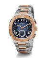 Guess Mens Headline Silver Stainless Steel Case Blue Dial With Texture Day+Date Two-Tone Stainless Steel Bracelet Watch-GW0572G4. 