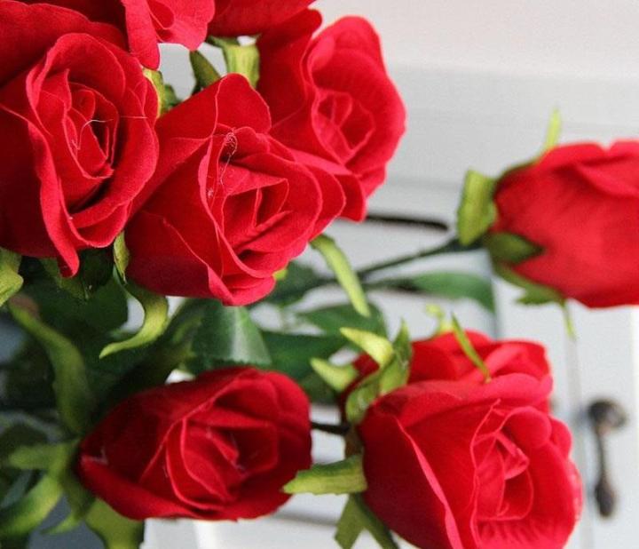 Pack of 18 Valentine's Day Gift For Lovers Red Rose Silk Artificial Flowers for Wedding Home Party Decoration