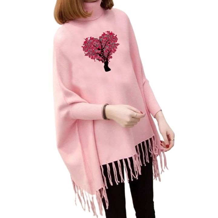 Women%20Hearts%20Tree%20Printed%20Fleece%20Poncho%20For%20Women%20Winter%20Printed%20Poncho%20For%20Girls%20-%20Image%203