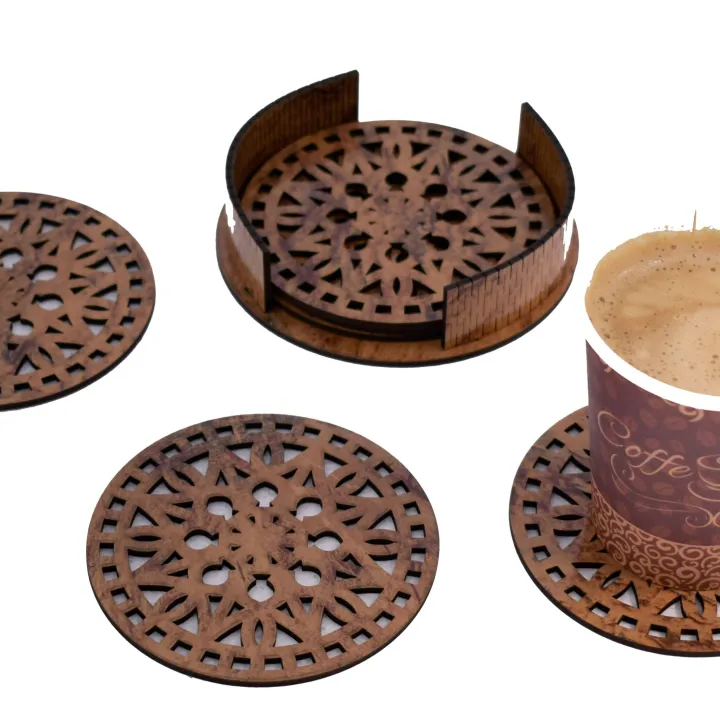 Beautiful%20Textured%20Laser%20Cut%20Tea%20Coffee%20and%20Glass%20Coaster%20/%20Mat%20Set%20for%20Kitchen%20Home%20and%20Office%20-%20Wooden%20Brown%20Coaster%20-%20Image%203