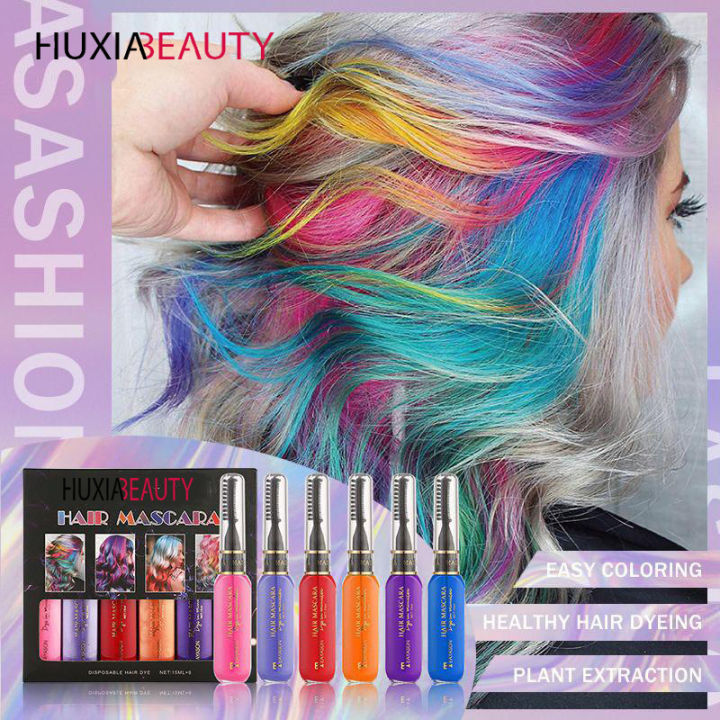 HUXIA BEAUTY  Pack of 6  Hair Mascara , Disposable Hair Dye 15ml x 6  For Girls And Womens