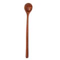 10 Pieces Korean Style 10.9 inches 100% Natural Wood Long Handle Round Spoons (Korean Style Soup Spoon). 