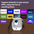 Smart Mini Projector H9 Meterle Android 11 Full HD Projector Native 1080P 4K Support 5G WiFi 6 Bluetooth 5.2 Home theater Movie Projector Electric Focu Auto Keystone For PC/Lap/PS5/iphone/android can connect with the all phone. 