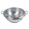 Alpha Stainless Steel Cooking Wok-Encapsulated Double Bottom  Stainless Steel Karahi Pot With Glass Lid (32cm).. 