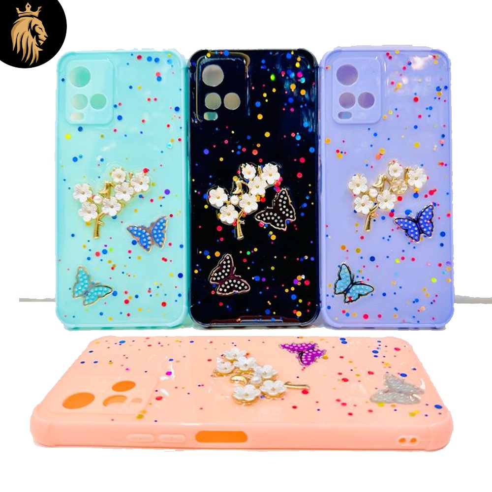 Lahore Mobile Case Fancy Flower Butterfly Back Cover for VIVO Y21T Y33s Y21 Y21A, Liquid Silicone Case with Precise Cutouts, Soft Grip, 9 Color Options 9