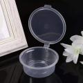 Pack of 50 - 60ml (2oz) Small Sauce Storage Boxes/Cup, Sauce Containers Package Box & Lid portable- Clear Transparent Plastic. 