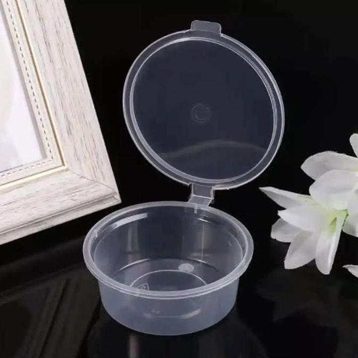 Pack of 50 - 60ml (2oz) Small Sauce Storage Boxes/Cup, Sauce Containers Package Box & Lid portable- Clear Transparent Plastic