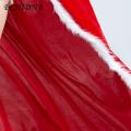 ECHIDNA Santa Claus Cape Flurry Trim Lady Long Style Role Play Christmas Cloak. 