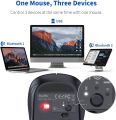 Bluetooth Wireless Optical Mouse Portable Silent Multi Device Ergonomic Mice BT1 BT2 2.4G for Windows Mac Laptop Computer Black. 