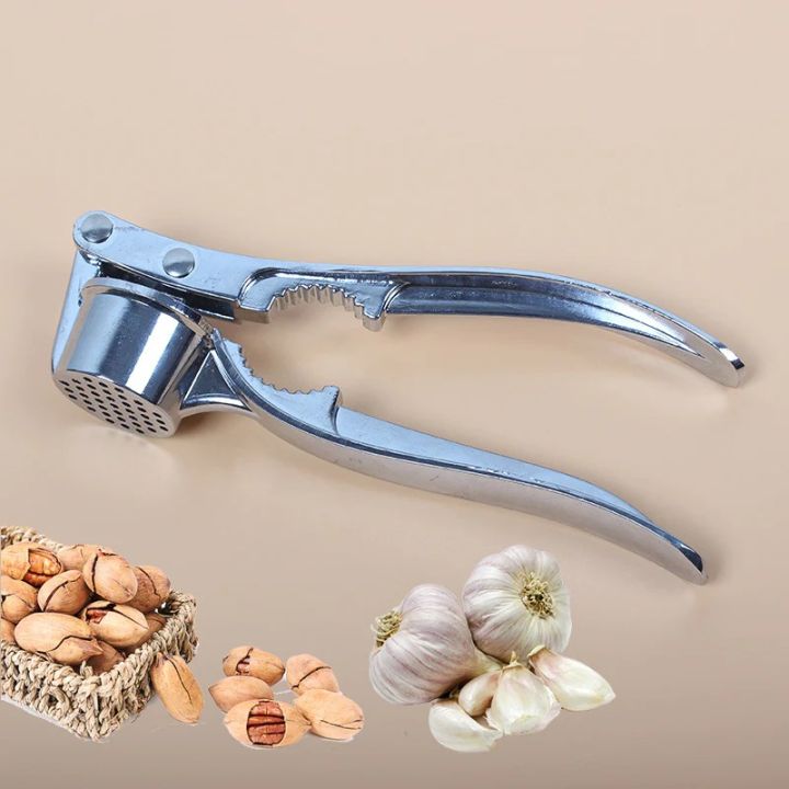 NEW garlic press Kitchen Tool Gadget Ginger Garlic Presses Nut Cracker crusher   Ginger Mincer Garlic Presser Curved Garlic Grinding Slicer for Kitchen/Garlic Mincer/Garlic Chopper/Lemon Juicer Hand Tool (Silver) (Garlic Press) Garlic Presses