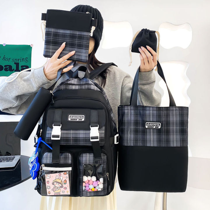 HLNB%20Cute%20Backpack%205%20pcs%20Set%20Aesthetic%20Backpack%20Kawaii%20Backpack%20Large%20Capacity%20Casual%20Travel%20Mochilas%20Daypacks%20-%20Image%202