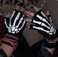 Winter Punk Skeleton Skull Half Finger Adult Kids Luminous Warm Gloves. 