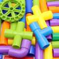 Interlocking Plastic Tubes Water Pipes with Wheels Building Blocks.. 