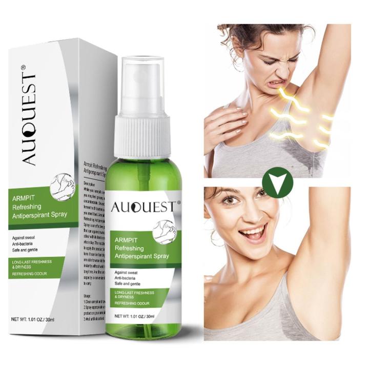 AUQUEST Underarm Deodorant Spray Refreshing Antipersiprant Removal Odor Body Care Lasting Aroma Perfume Spray for Women Man 30ml