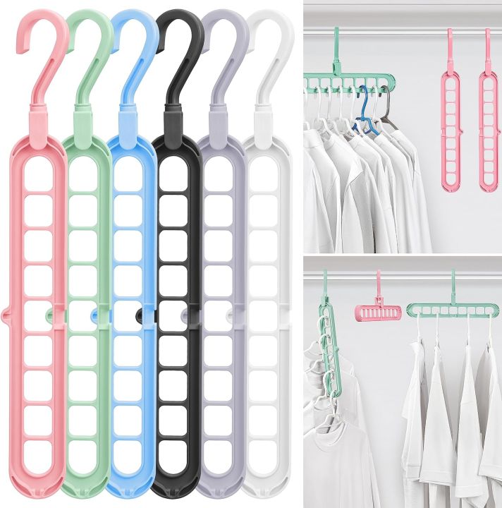 9 Hole Clothes Hanger Space Saving Clothes Hanger Magic Clothes Hanger Multifunctional Drying Rack Wardrobe Storage Organizer