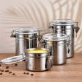 4 Air Tight Stainless-Steel Canister Set | 4Piece Stainless Steel Airtight Food Storage Canister Set with Clear Lid Cover Canister Sets for Kitchen Counter for Sugar, Flour, Tea, Candy, Cookie, Spice, Storage Canister Set. 