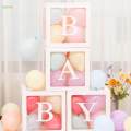 Clear Boxes Baby Boxes with Letters Blocks Foldable Backdrop Ballon Boxes Blocks for Home Children. 