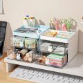 Small Rabbit Desk Organizer With 2 Drawer, Office Desktop Storage Box, Business Card/Pen/Pencil/Mobile Phone/Stationery Holder Storage Box, Makeup Organizer for Office School Home - Makeup storage organizer. 