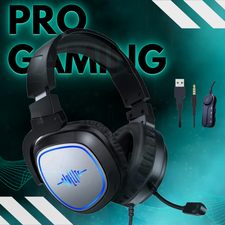 PRO Gaming RGB Headphones with Mic for PC, Pubg Mobile, PS4, Laptop - 360 Surround Sound Super Bass Vibration Over the Ear Wired Head Phones Headset for Gaming with Noise Cancelling Microphone