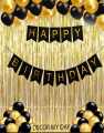 Lovely Theme of Happy Birthday Cards Banner with Combo of '30' Pcs balloons '1'Golden Fringe Curtain(6x3.5feet) for Birthday Party Decorations. 