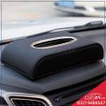 Black PU Leather Tissue Box. 