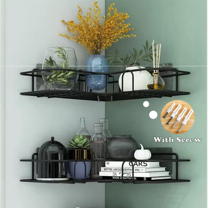 2 Pcs Kitchen / bathroom punch Storage rack wall mount multipurpose ...