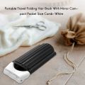 Travel Folding Hair Brush With Mirror Compact Pocket Size Comb-White. 