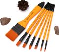 Pack of 7 Multi Shapes High Quality Nylon Professional Art Brush Set Water Color Oil Acrylic Artist Paint Brush Set. 
