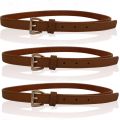 Thin Leather Belt for Women, Black/Brown, Stylish Dress & Jeans Waist Strap. 
