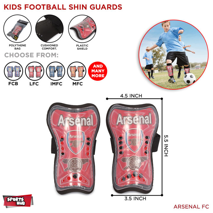 Kids Football Shin guards, Play Soccer With Favorite Football Club Shin Pads (Barcelona FCB, Manchester United MUFC, Liverpool LFC, Inter Milan FCIM, Arsenal AFC, AC Milan ACFC)