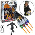 Black Panther Marvel Avengers Plastic Claw With Action Figure - Hand Contractible Pop After Pressing And Character With Light Toy For Kids. 