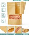 Techmanistan Pack of 100 - Kraft Paper Bag Standup Pouch Self Sealing Zipper Bag with Rectangle Transparent window. 