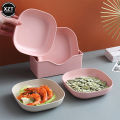 Household Wheat Straw Tray Dinnerware Snacks Fruit Bones Plate Round Square Shape Salad Bowl Spit Bone Trash Storage Small Disk. 