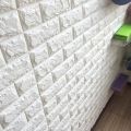 3D Wall PVC Foam Brick Self-Adhesive Wallpaper Sheet| Panel Thick PE Foam| Washable Wall Paper Sheets| For Living Room, Bathroom, Bedroom, Drawing Room, Living Room| Size 77 x 70 cm| 1 Pcs. 