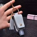 Portable 11 Color Plastic With Tassels Travel Keyring Keychain Holder Empty Bottle Hand Sanitizer Holder PU leather Cover. 